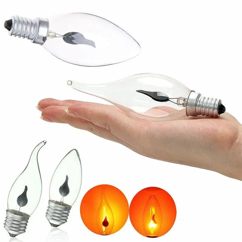 2Pcs 220V E27 E14 LED Flame Filament Bulb Candle Simulated Fire Flickering Light Nature Flicking Lamp