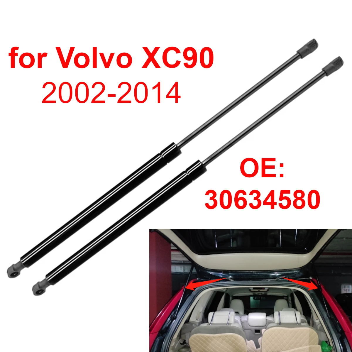 2Pcs 30634580 Car Rear Trunk Boot Tailgate Gas Strut Lift Support Rods Damper Bars for Volvo XC90 2002-2014