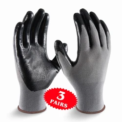 3/12Paris guanti da lavoro in Nitrile 1.8oz fodera in nylon traspirante resistente all'abrasione livello 4 rivestimento in nitrile sul palmo antiscivolo