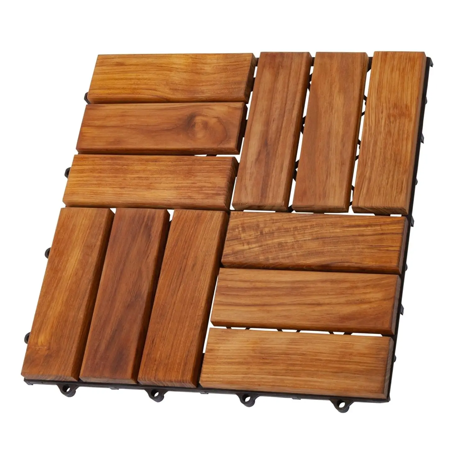 

Nordic Style Teak Interlocking Tiles - Wooden Floor Tile Set For Indoor And Outdoor Use - Perfect For Sauna, Patio, Deck, Spa