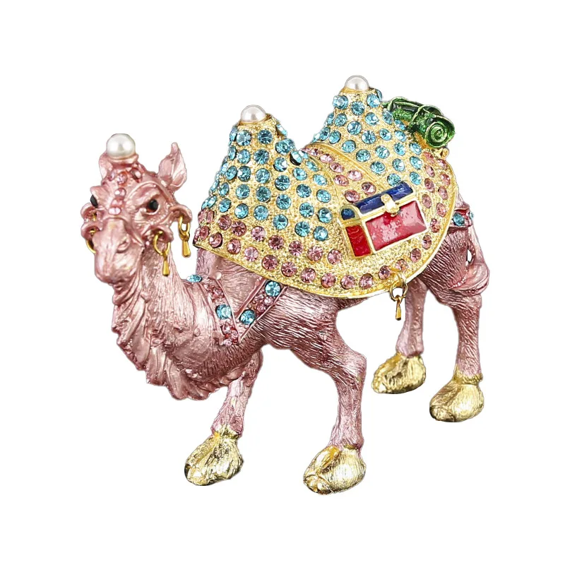 

Enamel Pink Camel Jewelry Box Trinket Box Home Decorations Gifts Storage Organizer for Valuable Accessories Holiday Gift