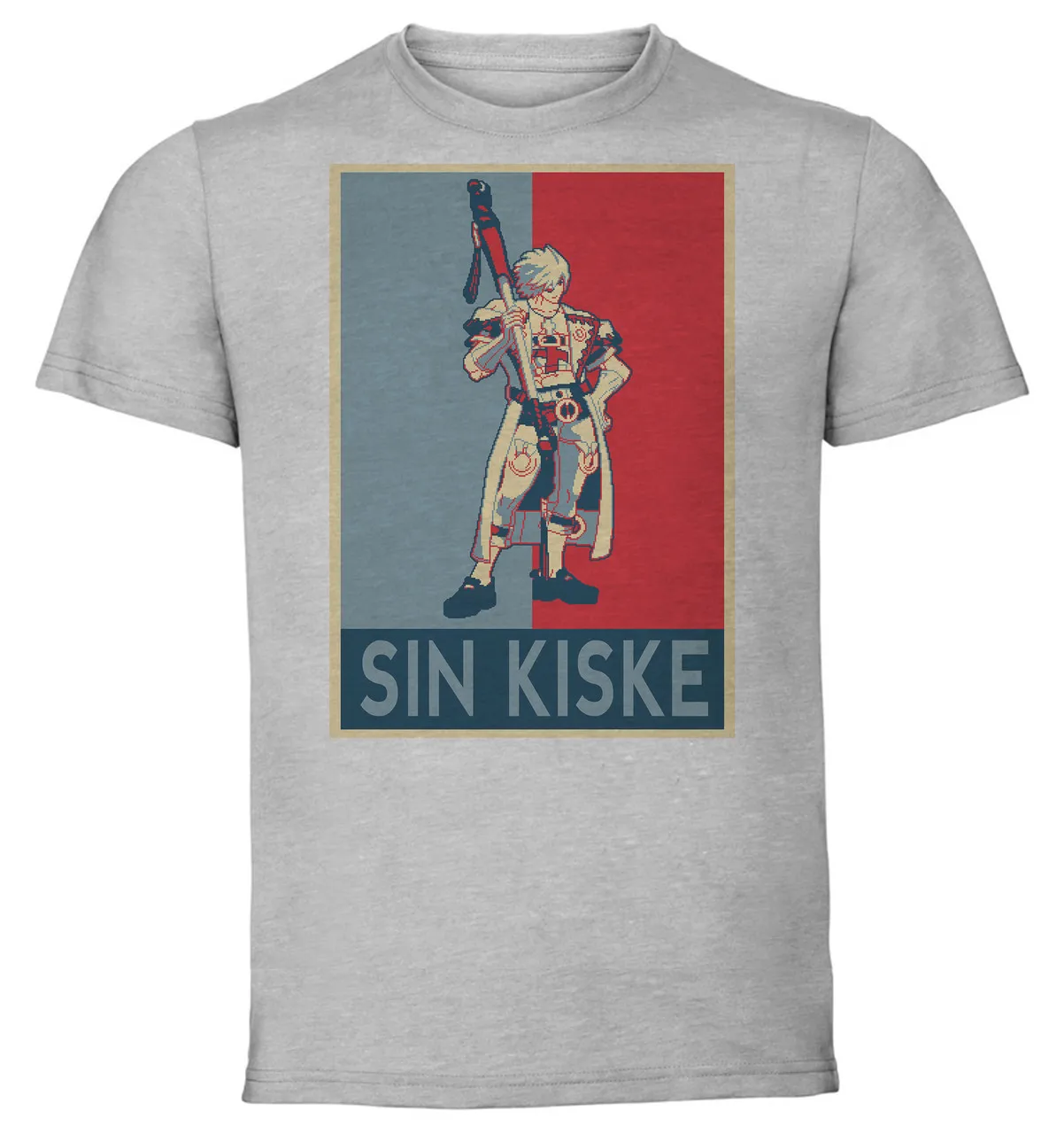 T-shirt Unisex Grey Propaganda Pixel Art Guilty Gear Sin Kiske