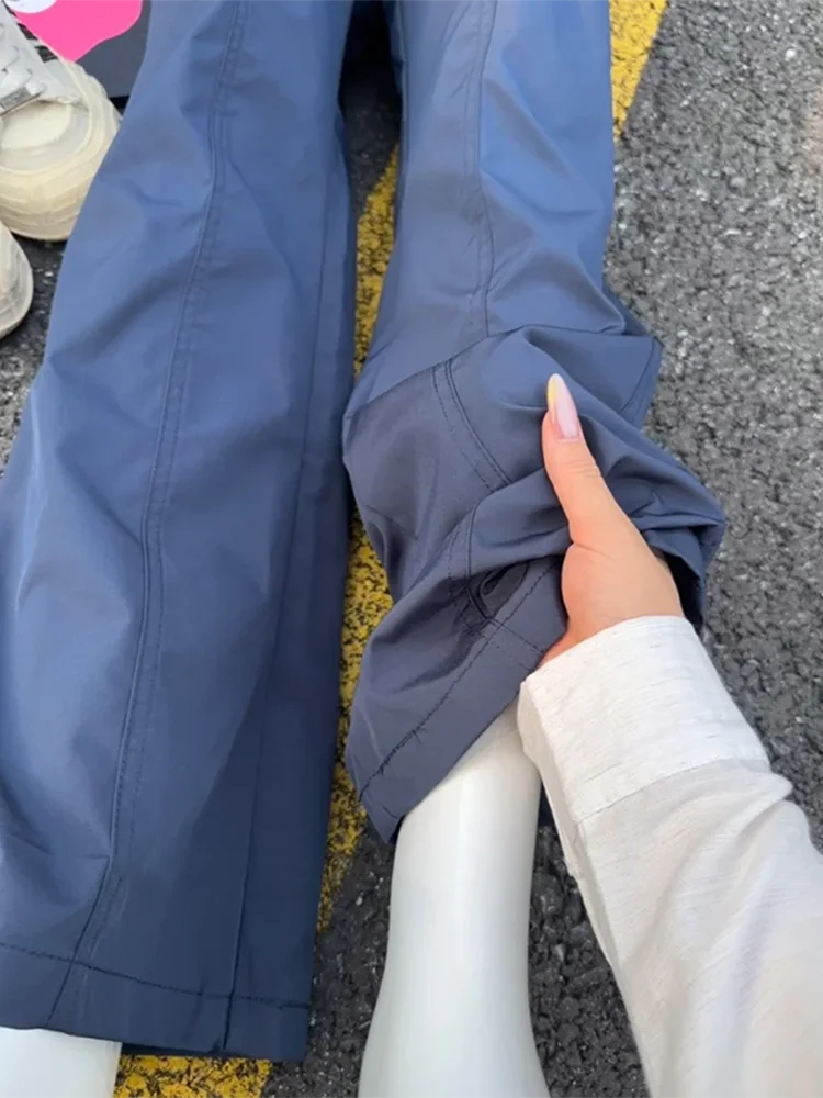 American Sle Slant Cut Tee Proof Qui Dry Men's Summer Thin Ice Silk Casual Long Pants Straight Leg Micro Flared Breathable