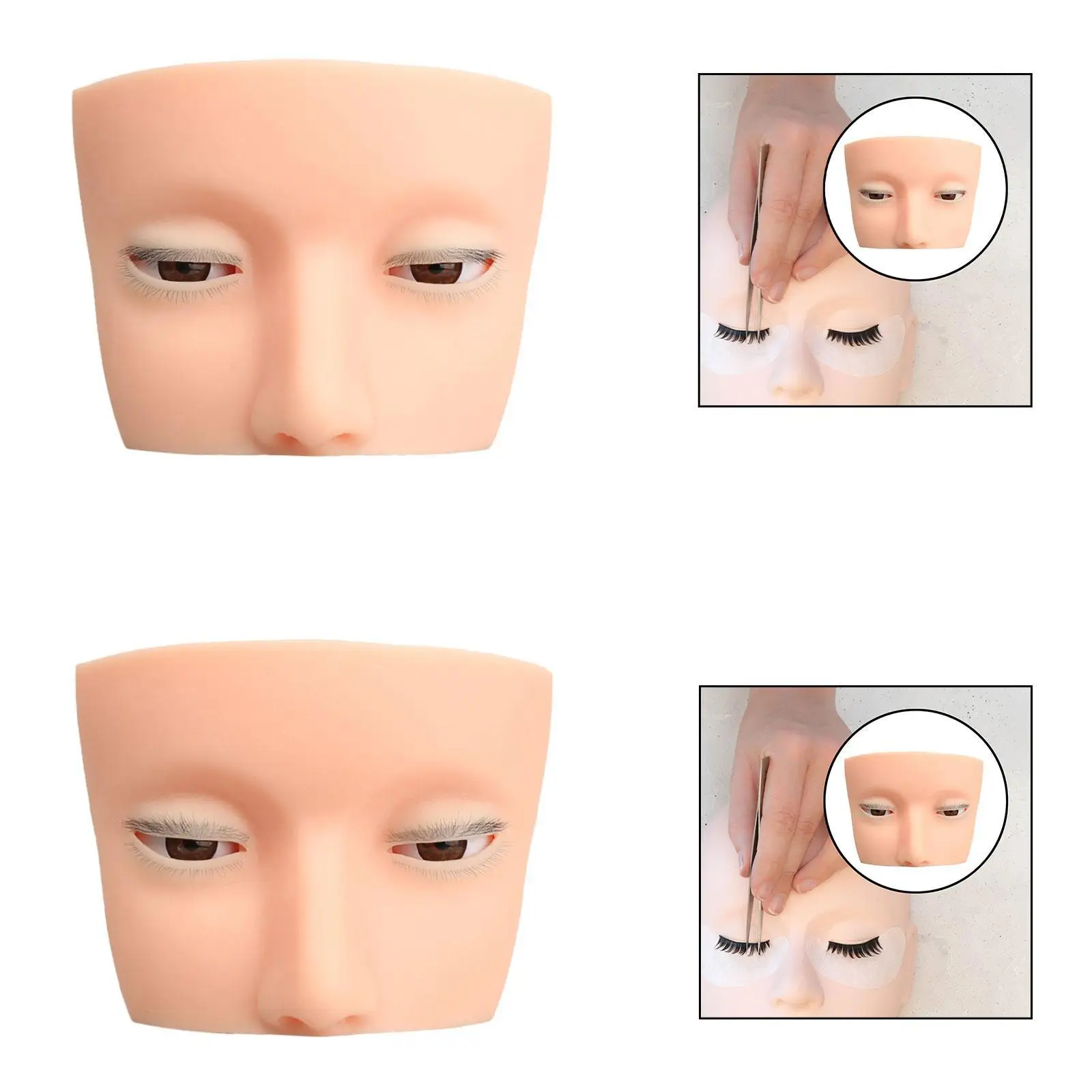 False Eyelash Mannequin Head Multipurpose Soft Sturdy Flat Eyelash Mannequin for Starter Cosmetology Students Artists Teaching
