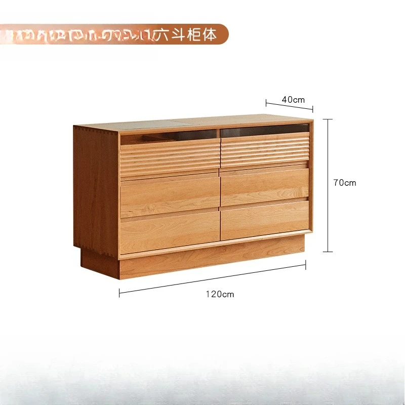 خزانة طاولة مكياج من الخشب الصلب الاسكندنافي مدمجة، خزانة جانبية للسرير من خشب الكرز قابلة للسحب #6