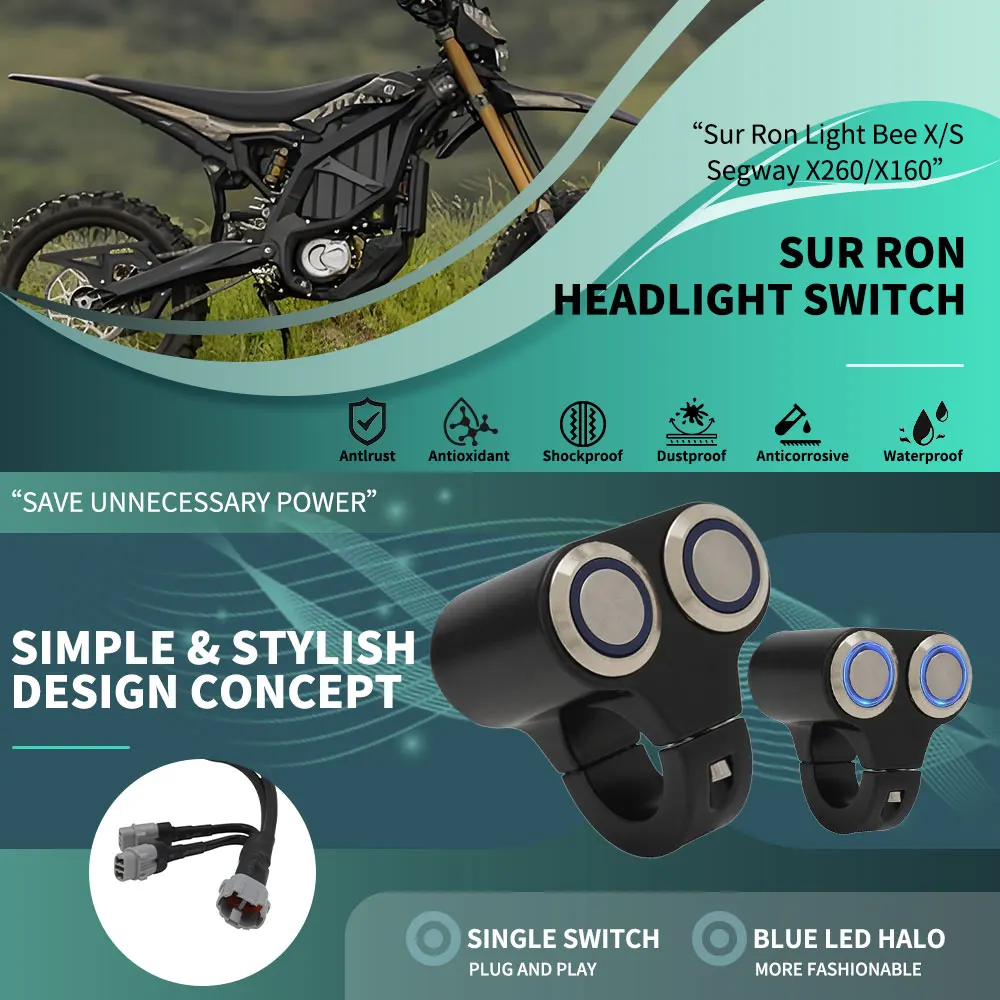 Motorcycle Waterproof Light Switch Headlight Switch Dual Switch universal For SURRON Light Bee S X Electric Dirt Bike parts