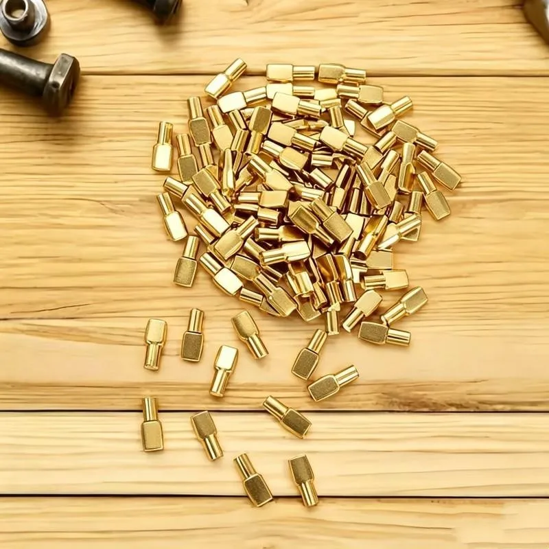 12 pcs 6mm Gold Shelf Pins, Gold Plated Finish, suitable for Cabinet Shelving, 5mm Standard Peg Size, Multipurpose