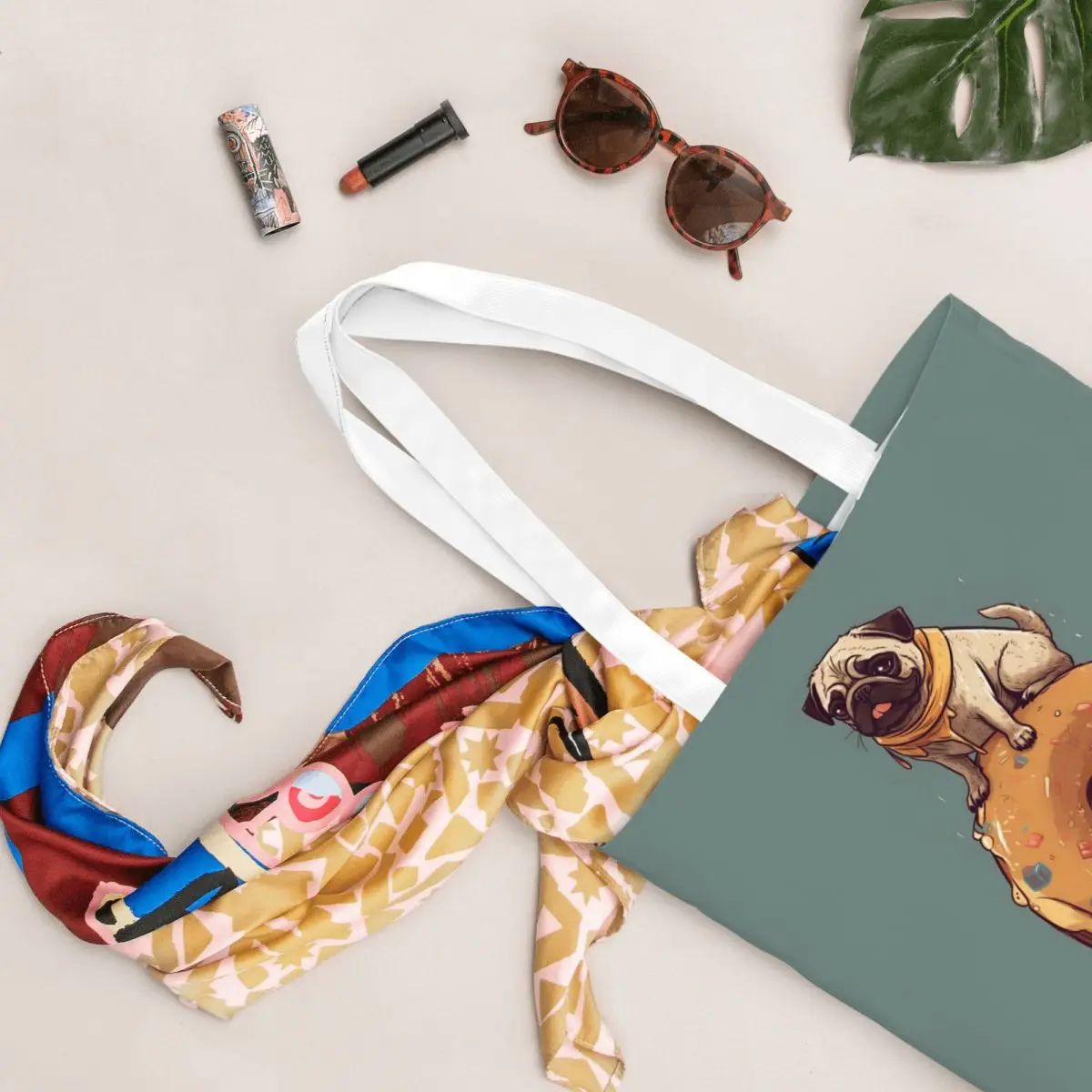 Pug Dog Animal Shopping Bags Reusable Canvas The Tote Bag Girls Shoulder Tote Travel Handbag