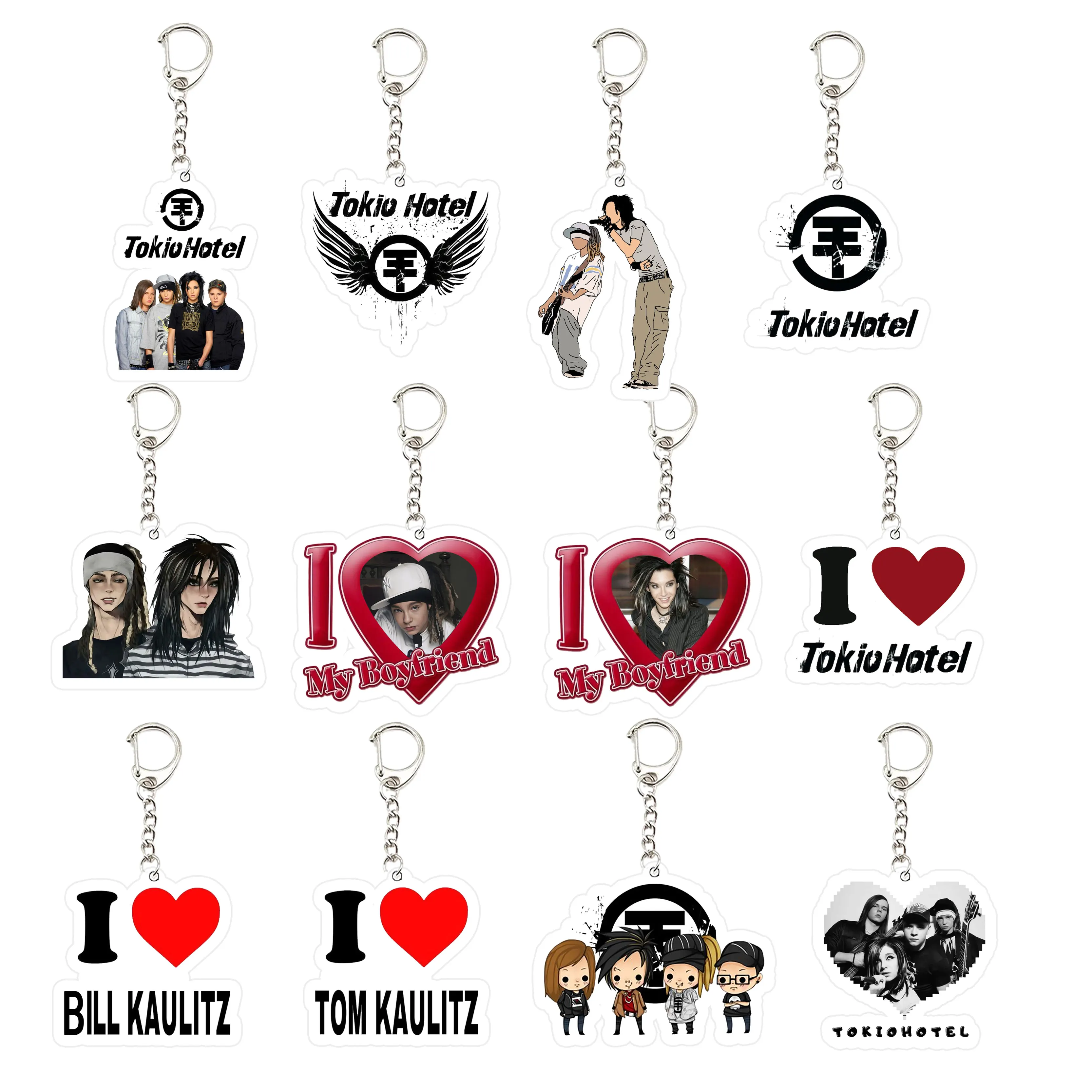 Acrylic Tokio Hotel  Keyring Chains Popular Singer Bill Tom Kaulitz KeyChain Pendant KeyRing for Accessories Bag Fans Gifts