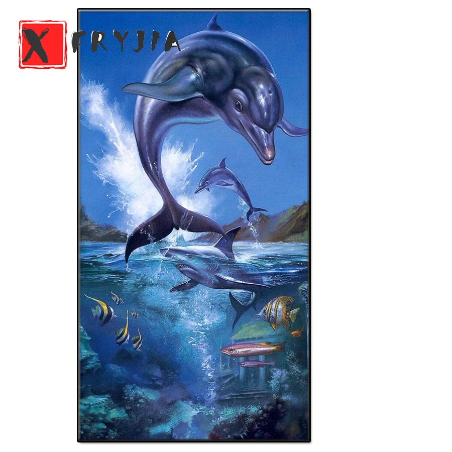 

Diamond Painting Dolphin jumping out of the sea Set Diamond Mosaic Picture Of Rhinestones Embroidery New Arrival Decor For Home