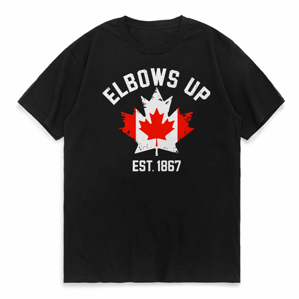 

Elbows Up Canada T Shirt Funny Retro Canada Not 51st State Canadian Proud Gift T-shirt for Men Women Graphic Unisex Casual Tops