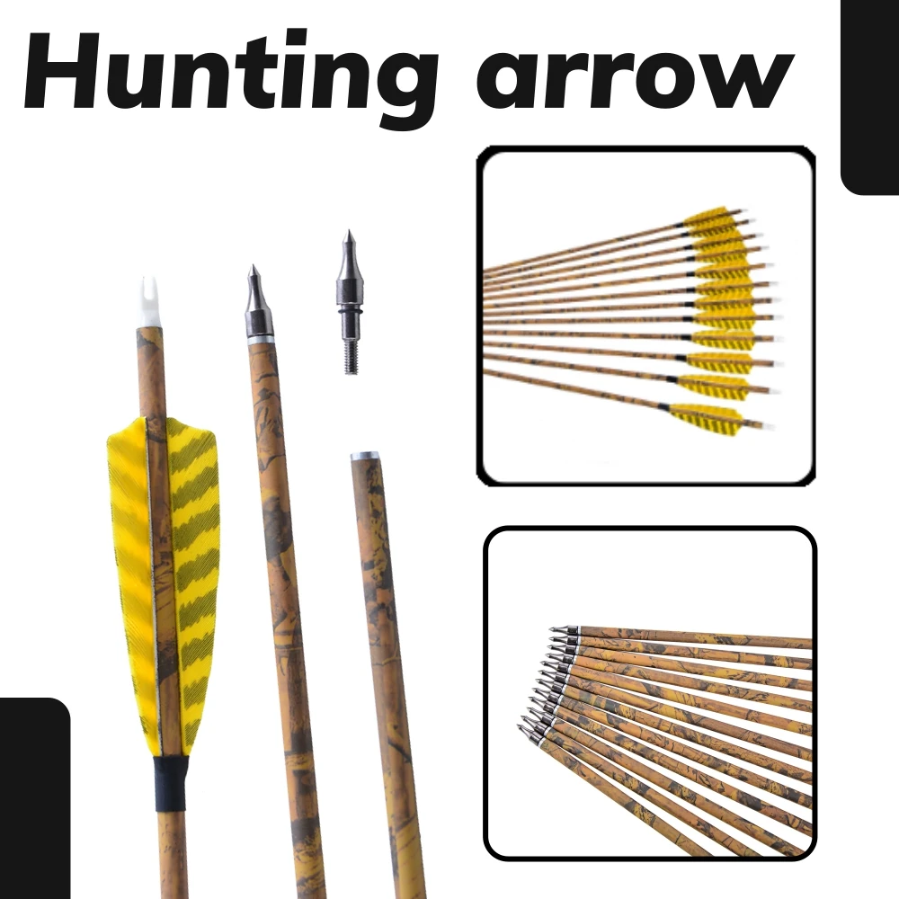 

Стрелы для стрельбы из лука, 30-дюймовые, карбоновые, Spine 500, 6,2 мм ID, наконечники 100-грейн – идеально подходят для охоты и стрельбы на открытом воздухе (6/12 шт.)