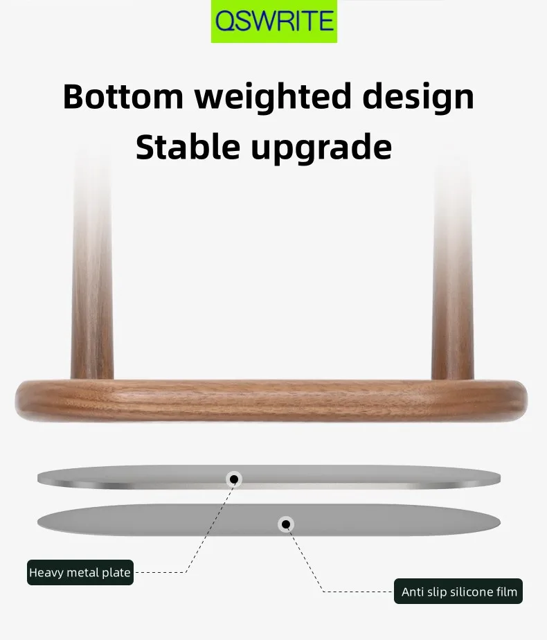 Qswrite ที่วางหูฟังสองข้างไม้วอลนัท, ที่แขวนหูฟังที่เรียบง่ายรองรับที่เก็บหูฟังไม้จริง