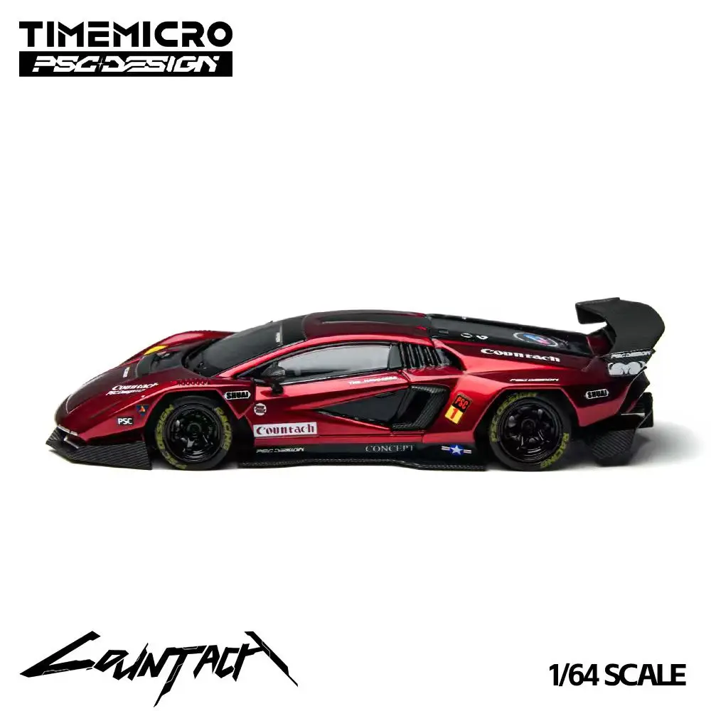 タイムマイクロ × PSCデザイン 1:64 カウンターシェ “V” スカーレット合金 プレミアムダイキャストビークルモデル おもちゃ コレクタブルディスプレイ