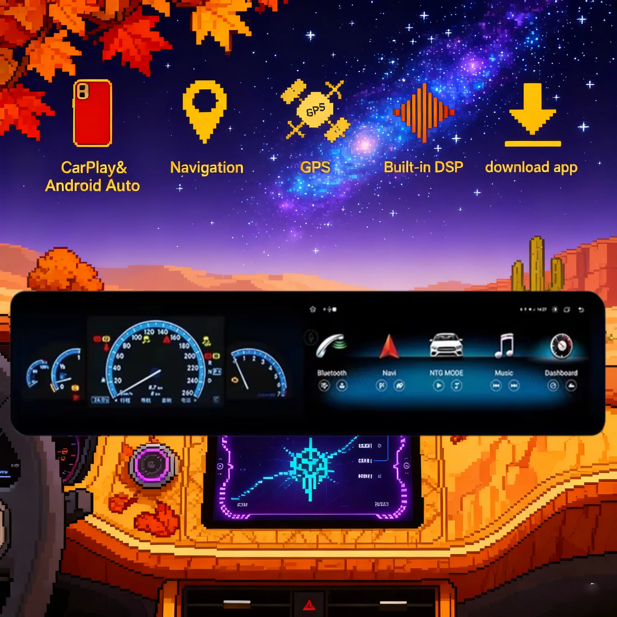 

N Android14 Автомобильный радиоприемник с двумя экранами для Mercedes Benz C Class GLC W205 2015-2024 NTG 5/5,5/6 GPS Carplay Мультимедийный стереоплеер