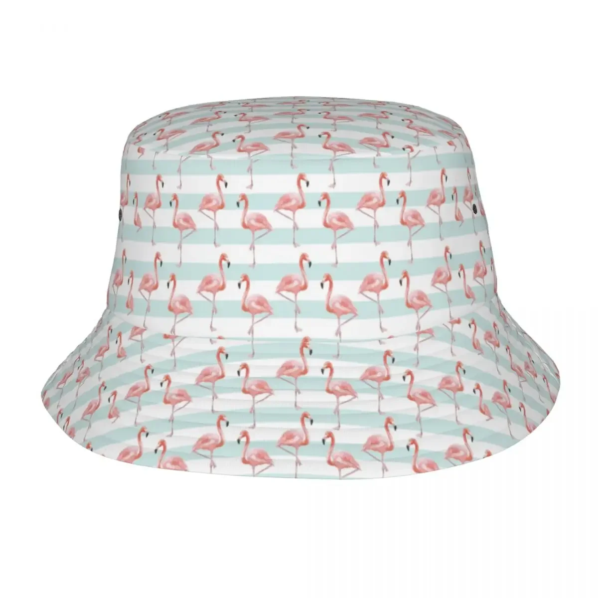 Custom Summer Flamingo Bird Seamless Pattern Bucket Hat Men Women Outdoor Sun Summer Fisherman Cap