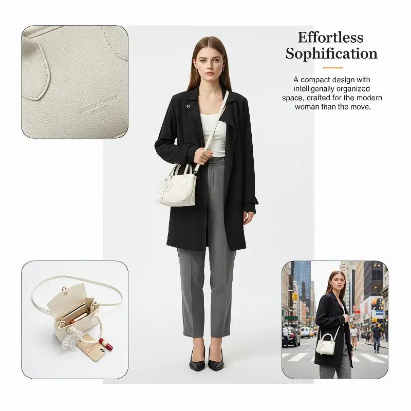 Simple Square Crossbody Bags for Women Solid Color Practical for Office and Travel