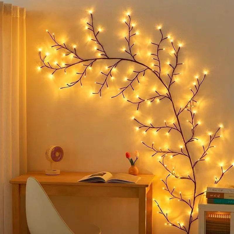 Flexible Bendable LED Willow Vine Lights Rattan Tree Shape Decor Night Lamp Indoor Outdoor Wall Bedroom Home Decor Lighting