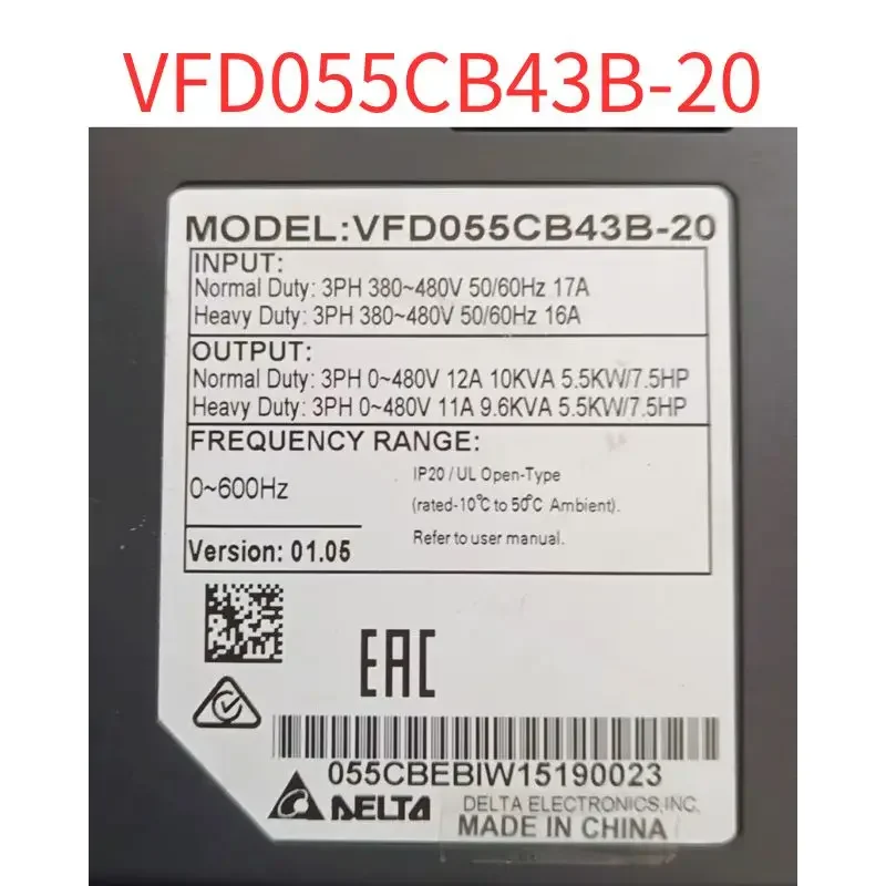 Second-hand VFD055CB43B-20 frequency converter