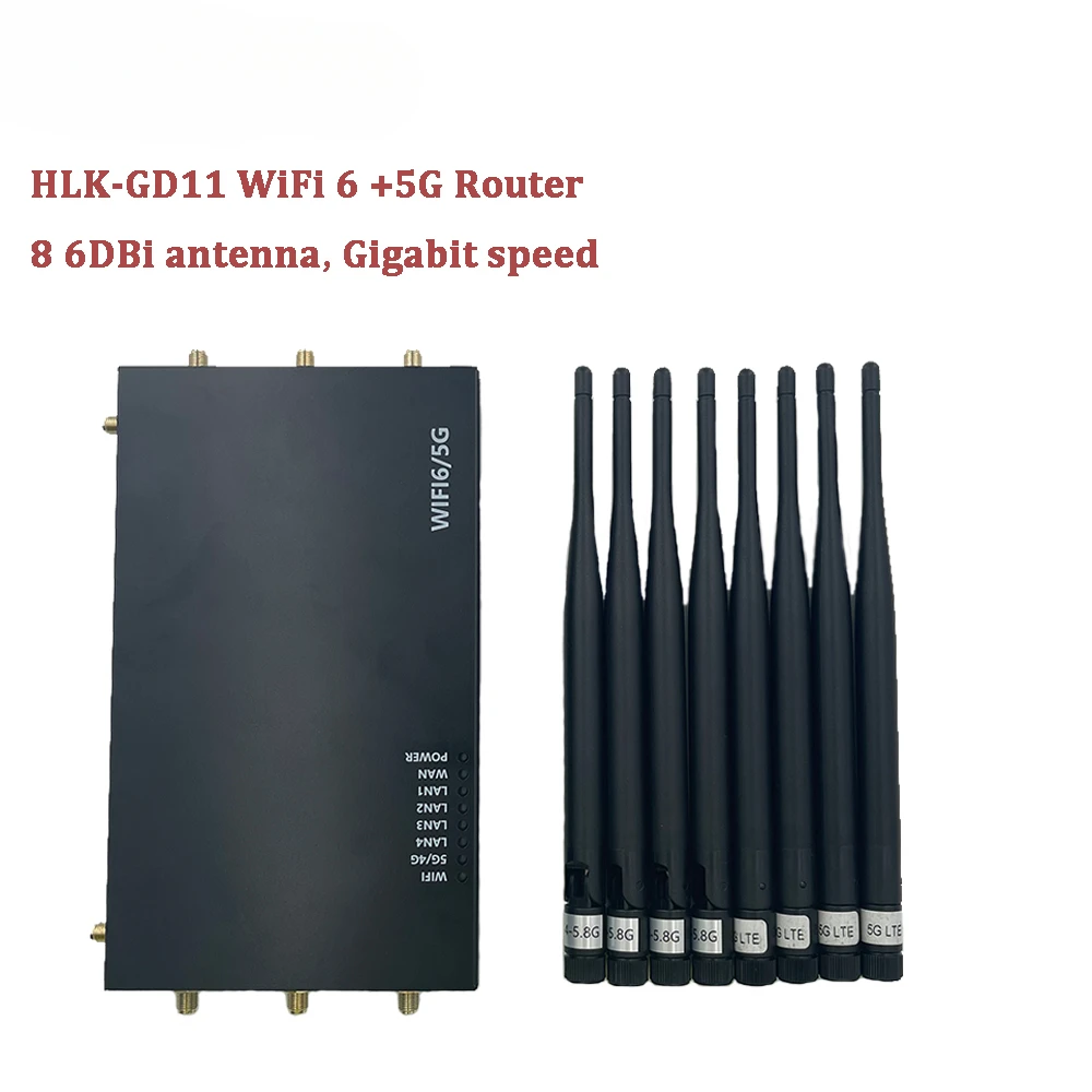 Original Hi-Link MT7621AT + MT7905DAN + MT7975DN Queltec 5G Openwrt Dual band Router 8 6DBi เสาอากาศ HLK-GD11 WiFi 6 + 5G Router