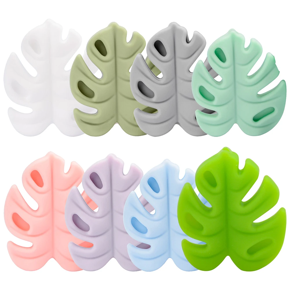 8pcs Colored Needle Protectors Monstera Knitting Silicone Stoppers Knitting Needle Turtle Backed Bamboo