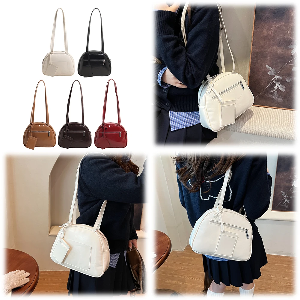 

Women PU Shoulder Bag Stylish Armpit Bag Large Capacity Vintage Carrying Bag Multi-pockets Trendy Handbag Retro Shoulder Purse