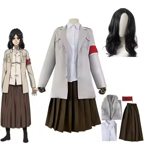 Pieck Finger Cosplay Costume Anime Titan Costume Wig Cosplay Pieck Trench T-shirt Skirt Halloween Clothes