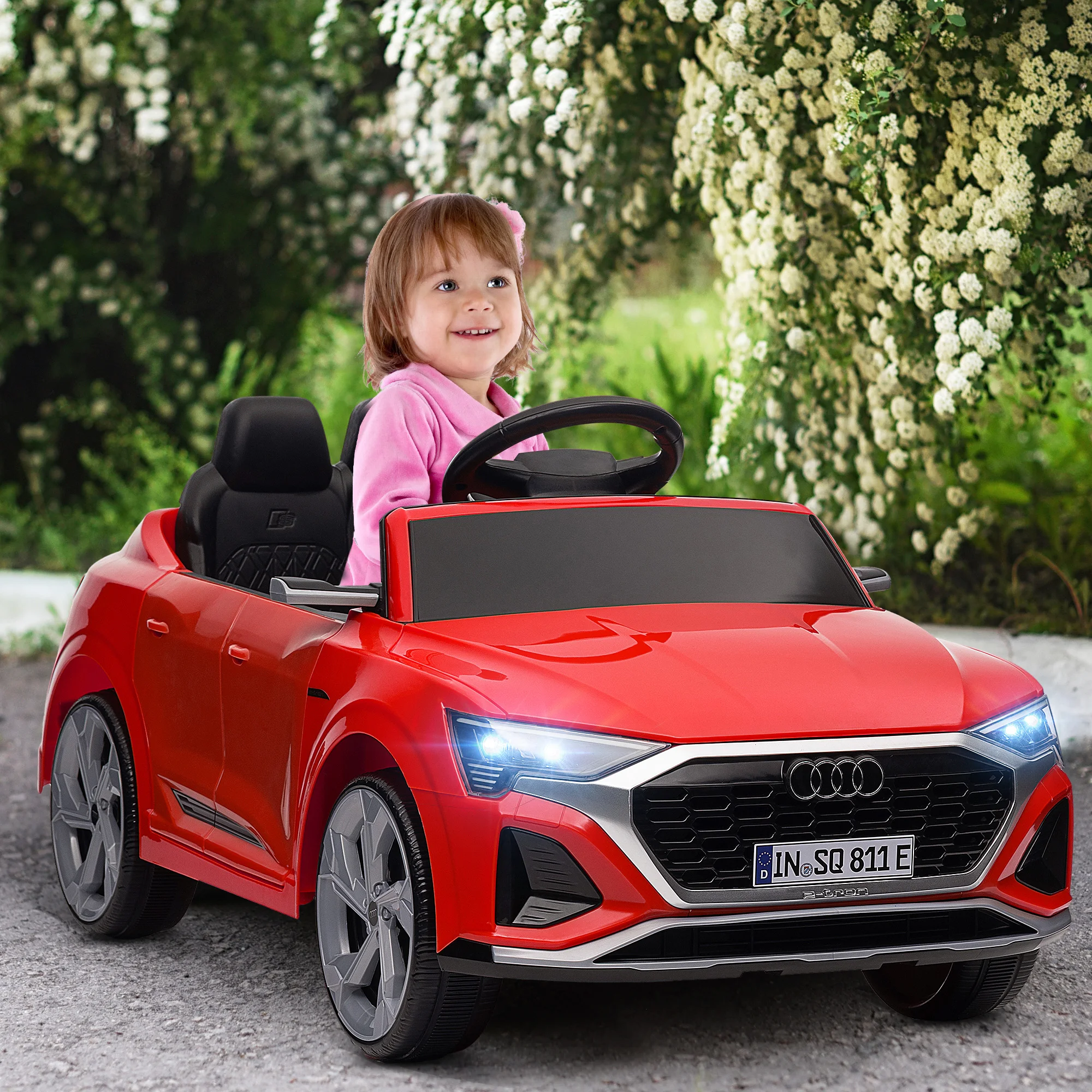 Aiyaplay elektrische auto voor kinderen Audi Q8 Etron Sportback met licentieafstandsbediening koplampen hoorn en muziek grijs
