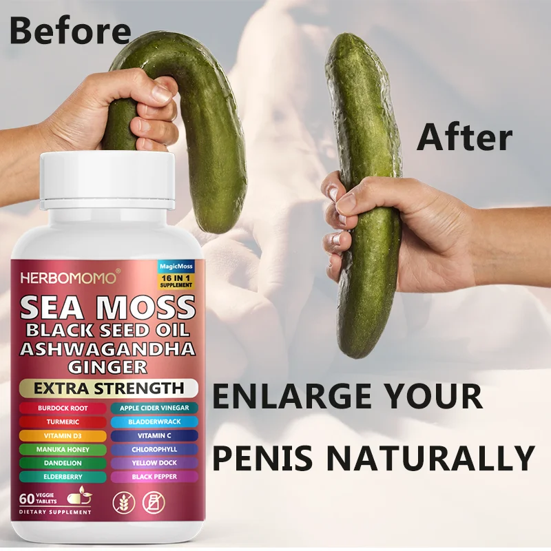 Капсулы Sea Moss 60 таблеток-16 в 1 без ГМО для поддержки репродуктивного здоровья, натуральный энергетический прибор на основе растений, чистый и