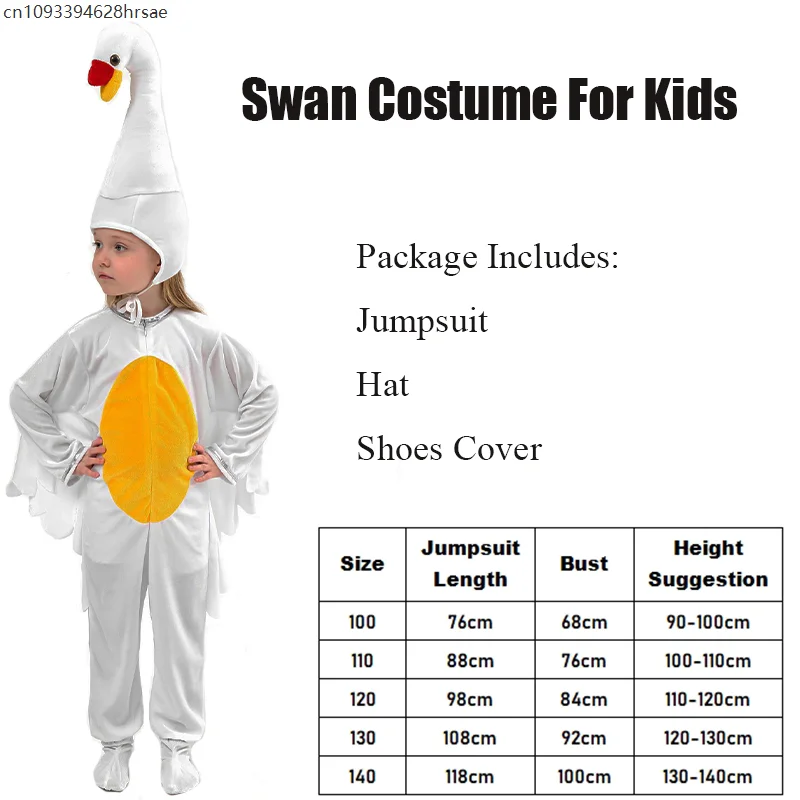 2025 recién llegado, disfraz de cisne para niñas, vestido elegante de Halloween con pájaro blanco para niños