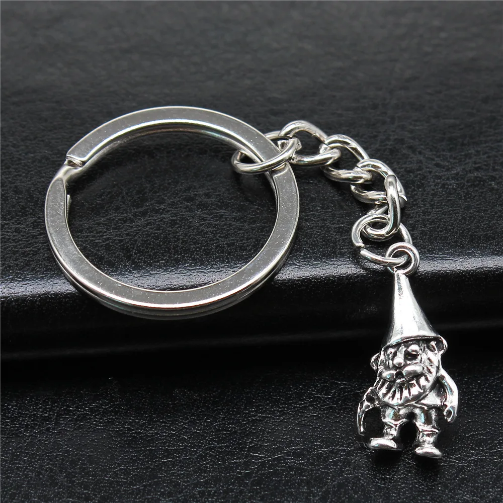 Souvenirs Gift DIY Metal Keychain Holder Antique Silver Color 23x10mm Santa Claus Pendant Keyring