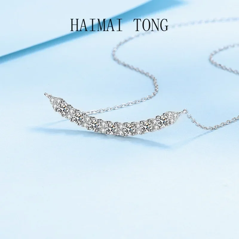 

Platinum PT950 Chain Wedding Fine Pendant Jewelry GRA Original Certified Moissanite Diamond Simple Smile Necklace for Women Gift