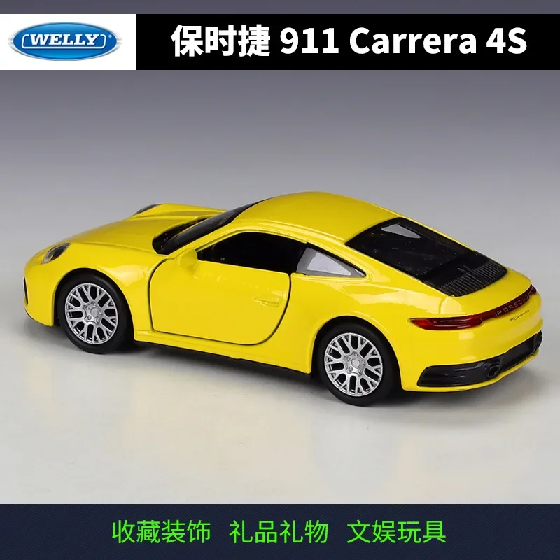 WELLY 1:36 Porsche 911 Carrera 4S Pull Back Model Diecast Metal car sports car toy car for collection for children B619