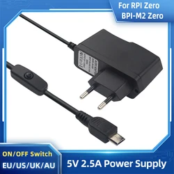 5v 2.5a電源,スイッチ付き,マイクロUSB,EU/USアダプター,チャックコネクタ付き,ゼロ2 W,ゼロ用,BPI-M2