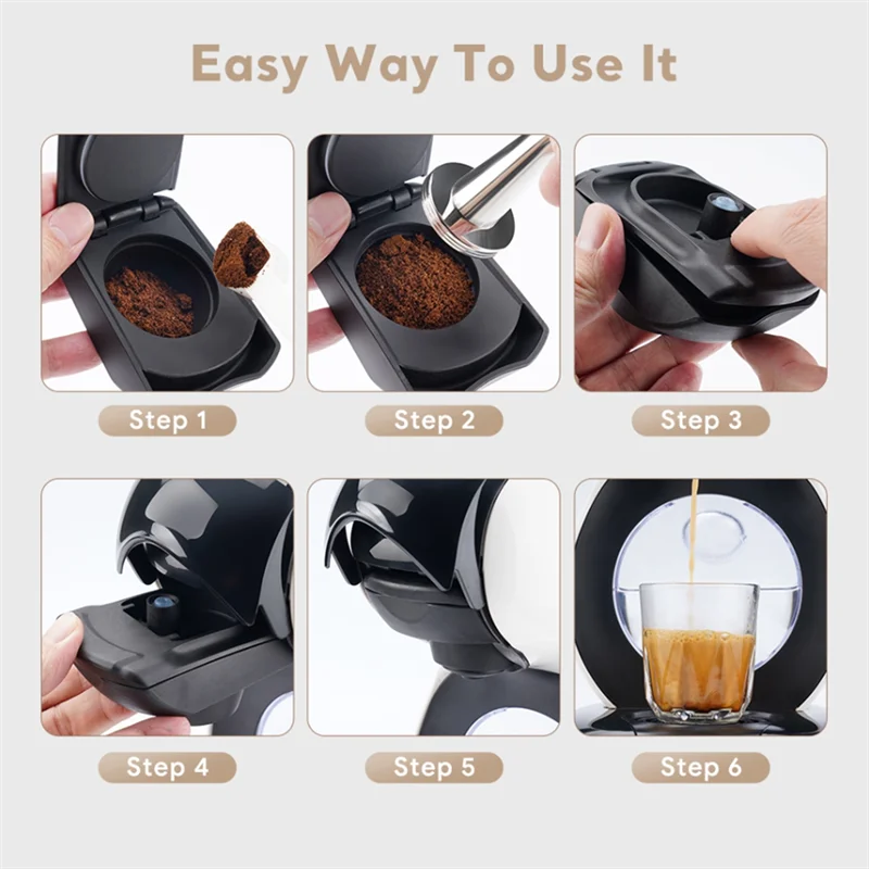 CMHI-Reusable Coffee Adapter For Dolce Gusto Lumio EDG325 Machine Capsule Transfer Refillable Coffee Powder Holder