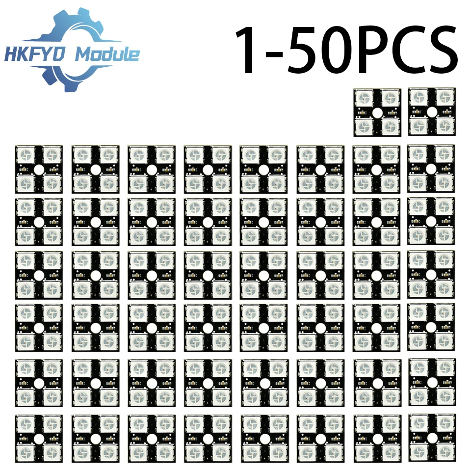 1-50PCS WS2812 4-Bit RGB LED Panel Module 4-Channel 5050 Full-Color Lamp Board for Arduino, DC 5V Smart Lighting