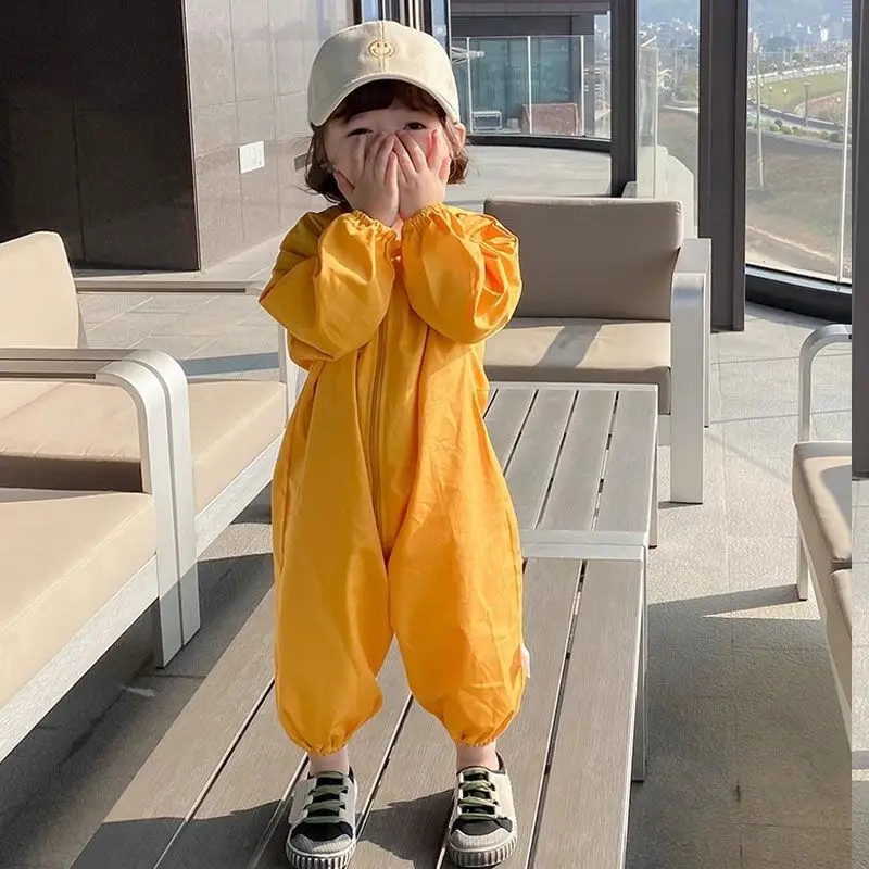1-5Y Baby Kid Loose Crawling Clothes Outdoor Jumpsuit Children's Outdoor Pure Cotton Cover Anti Dirty All Body Spring and Autumn