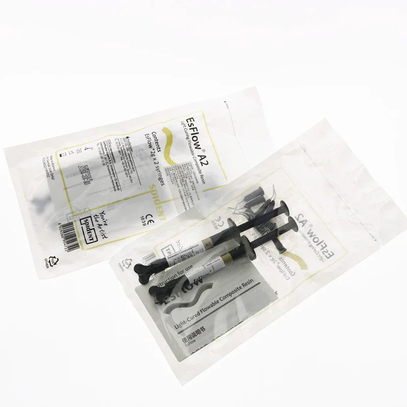 Dental Materials Dental EsFlow Fluid Resin 2Pcs * 2g Light Curing Fluid Composite Resin Dental Oral Materials Flow Resin