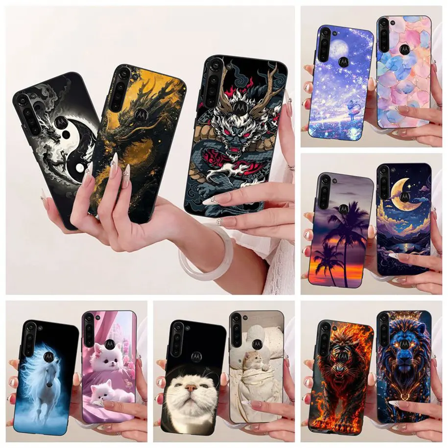Funda de silicona para Motorola Moto G8 Power, Funda de silicona suave con dibujos de León y Dragón, Funda de silicona suave para MotoG8 Power XT2041-1