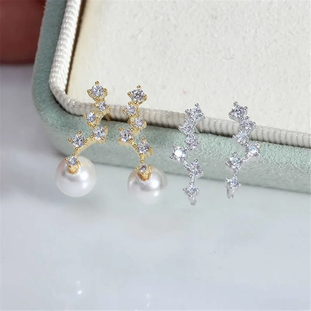 

Серьги из стерлингового серебра 925 пробы с жемчугом, принадлежности для самостоятельного изготовления ювелирных изделий, пустые стойки для сережек для аксессуаров ручной работы, без жемчуга