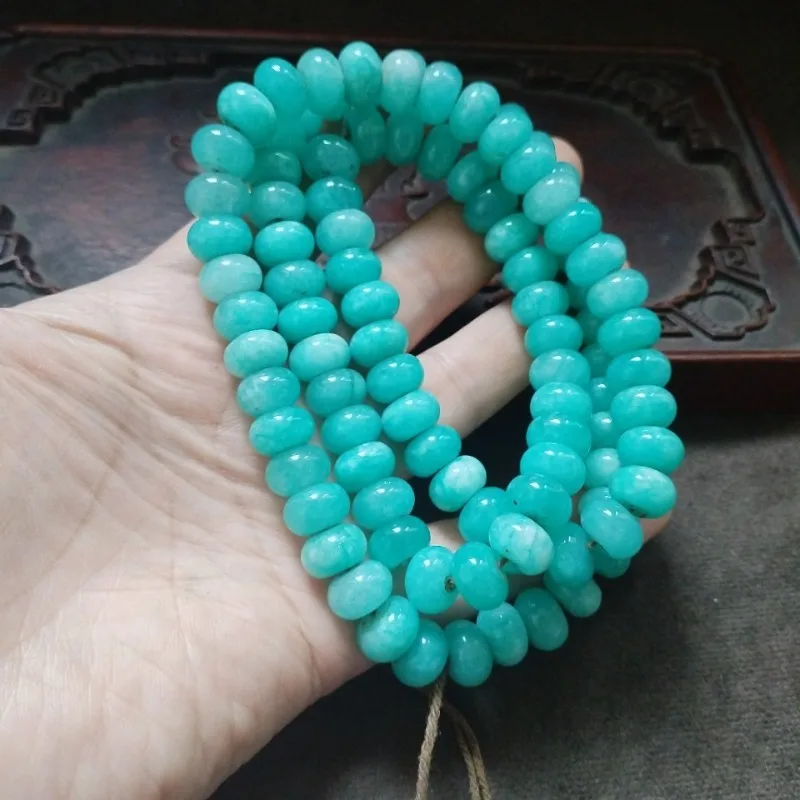 Sky Blue Round Bead 108 Mala Necklace, Bright Cyan Gemstone Prayer Beads Buddhist Meditation Bracelet