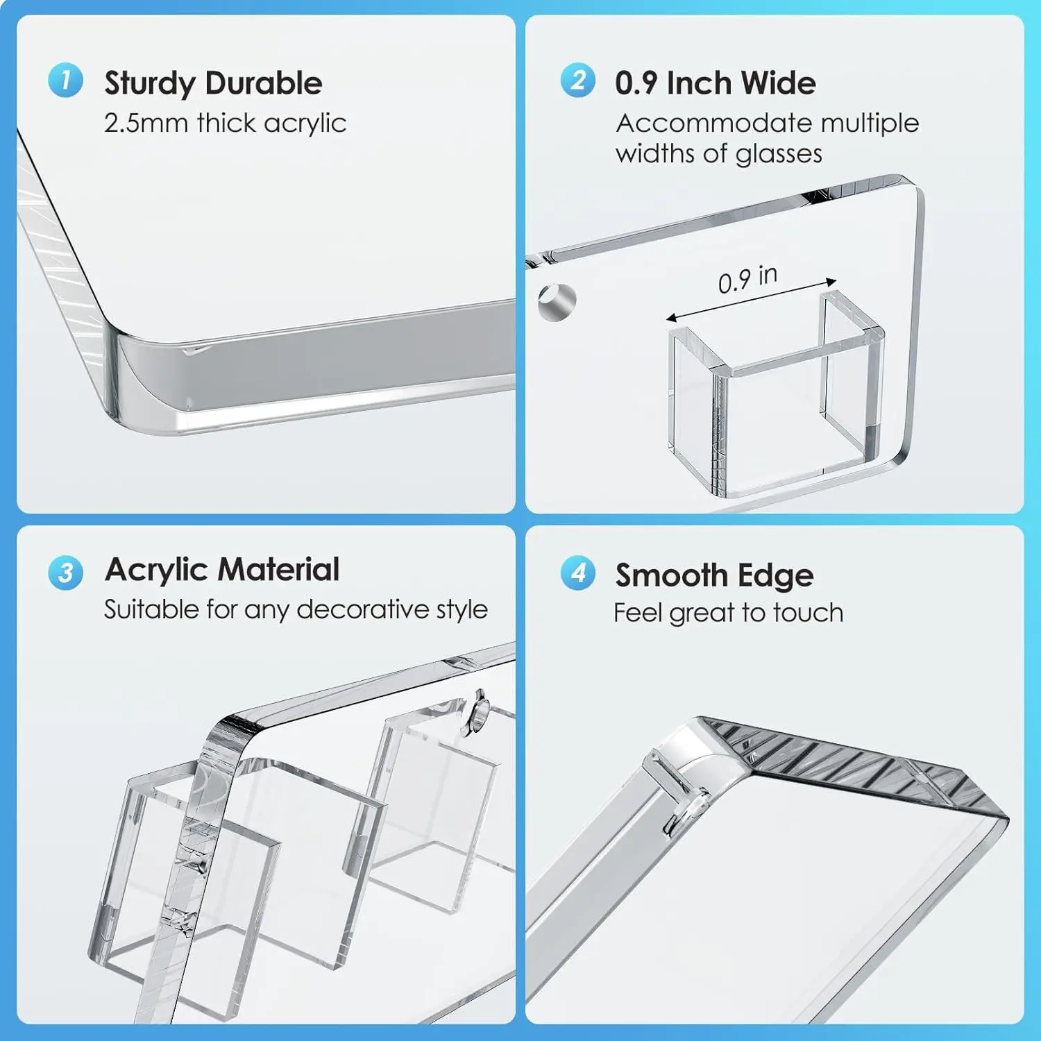Modern Acrylic Eyeglass Storage Rack Stand Clear Sunglasses Organizer Tray Desktop Jewelry Display Shelf Home Retail Showcase
