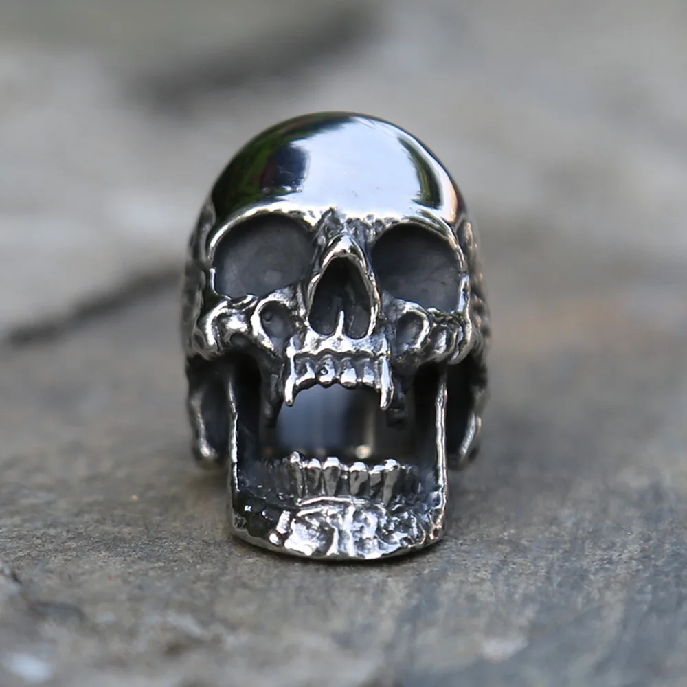 Never Fade Stainless Steel Skull Rings for Men Women Gothic Punk Ring Heavy Metal Motorcycle Biker Jewelry Size 7-15