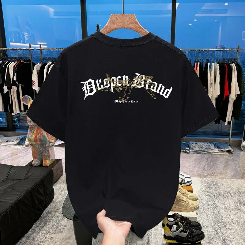 

Летняя футболка унисекс из плотного хлопка в американском ретро-стиле, свободного кроя, с коротким рукавом, для мужчин, коллекция 2026 года