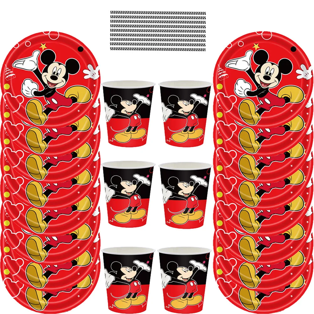 

New Mickey Mouse birthday party supplies and decorative Mickey Mouse party disposable tableware supplies can be used by 10 guest