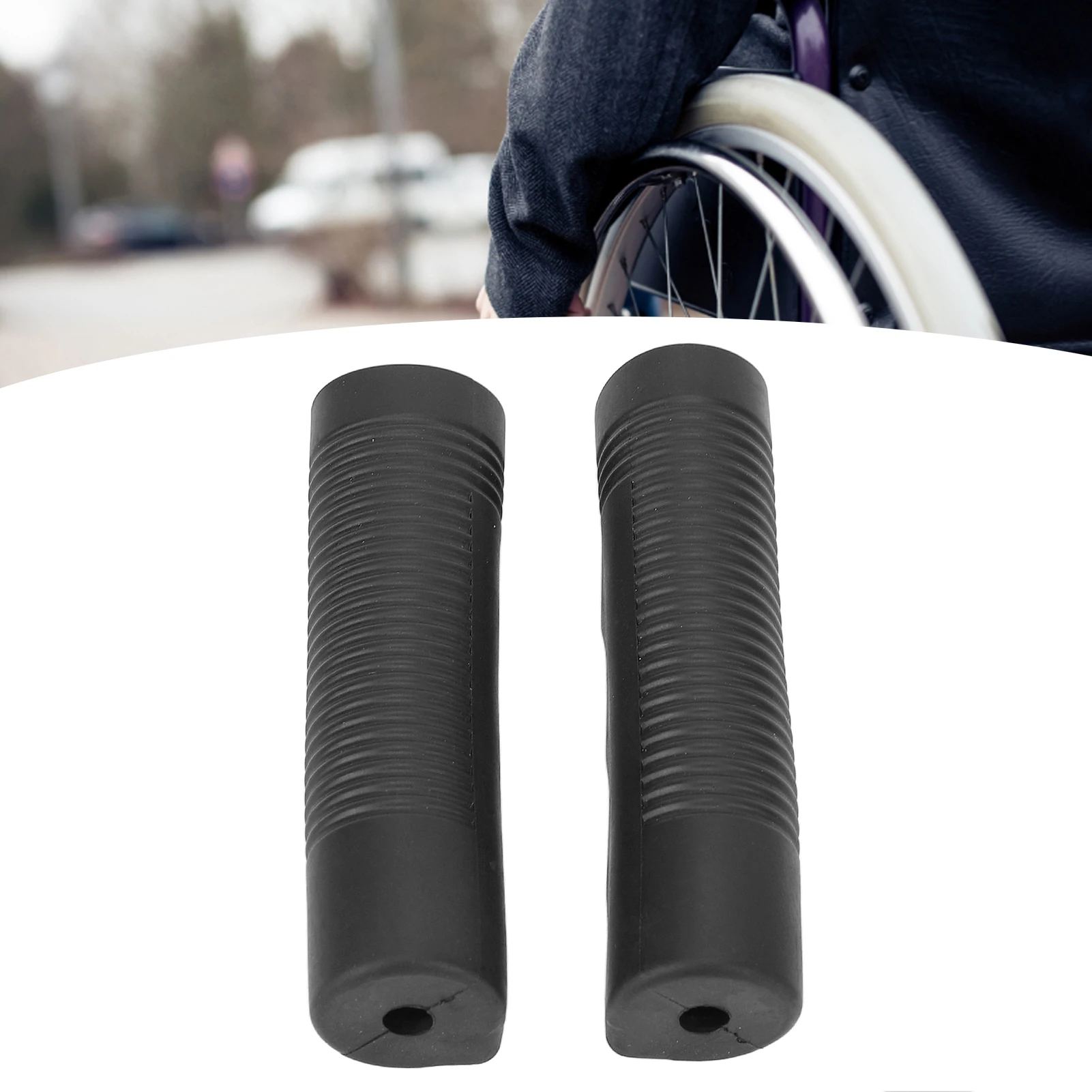 2Pcs Rubber Wheelchair Hand Grips Ergonomic Prevent Slipping Easy Installation Universal Wheelchair Grip Cover