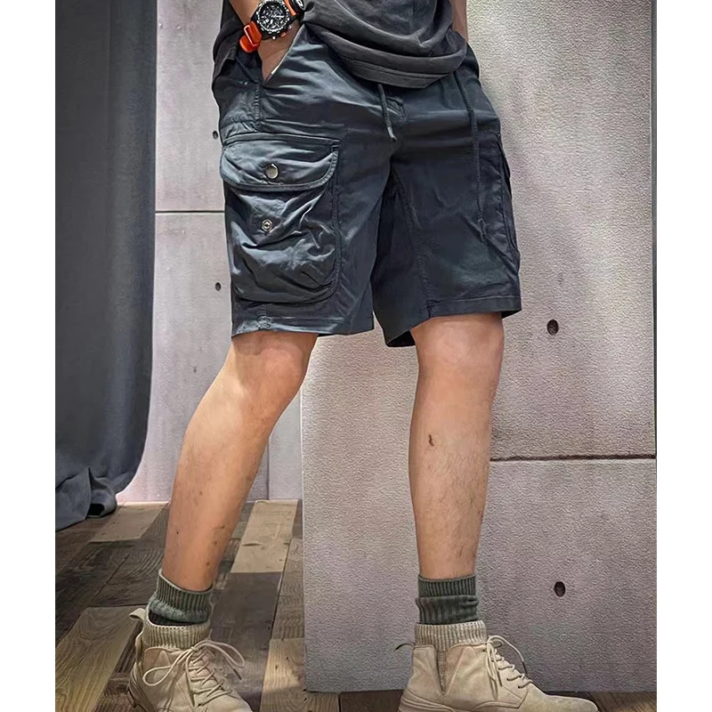 الصيف الرجال البضائع القطن السراويل السراويل ملابس رجالي مرونة الخصر عادية الصلبة الشاطئ عداء ببطء متعدد جيب السراويل الذكور 40 #3