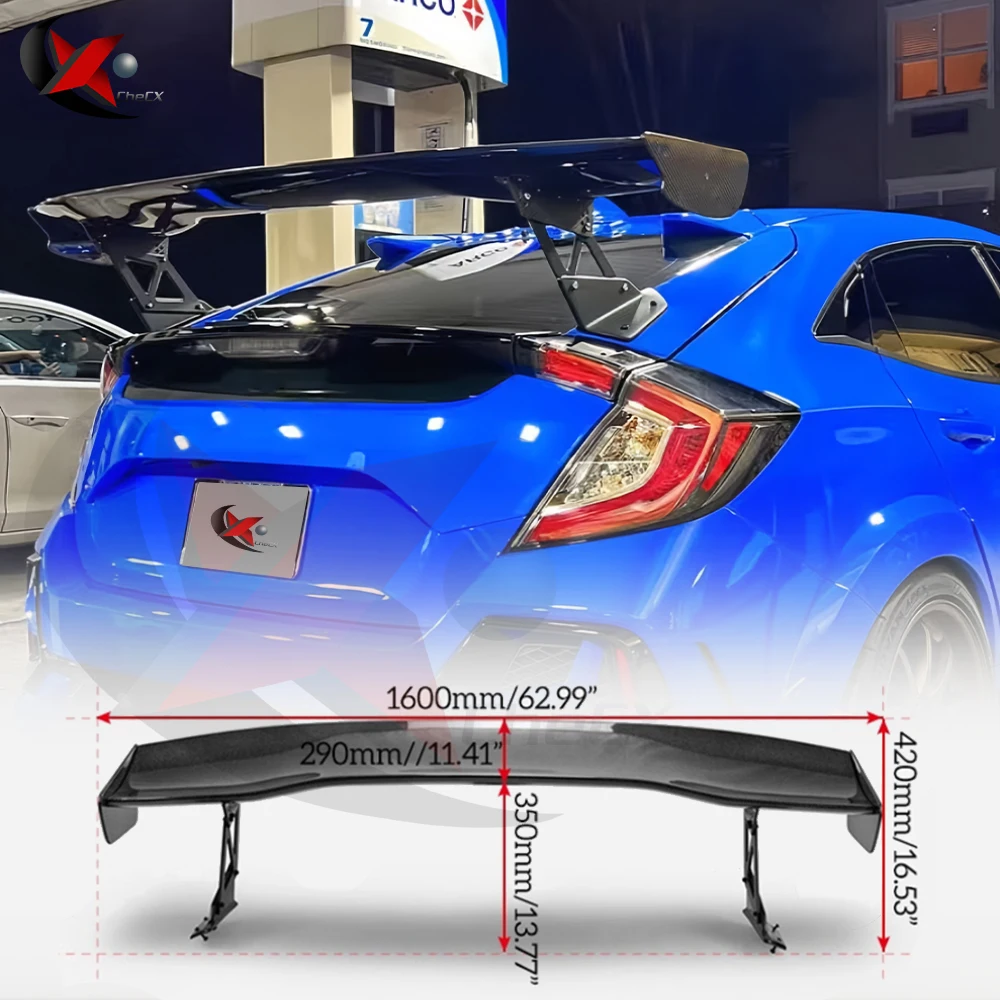 For 2016-2021 Honda Civic FK4 FK7 FK8 TypR Hatchback High-Quality Fiberglass Rear Spoiler Trunk Lid Decorative Cover Rear Wing