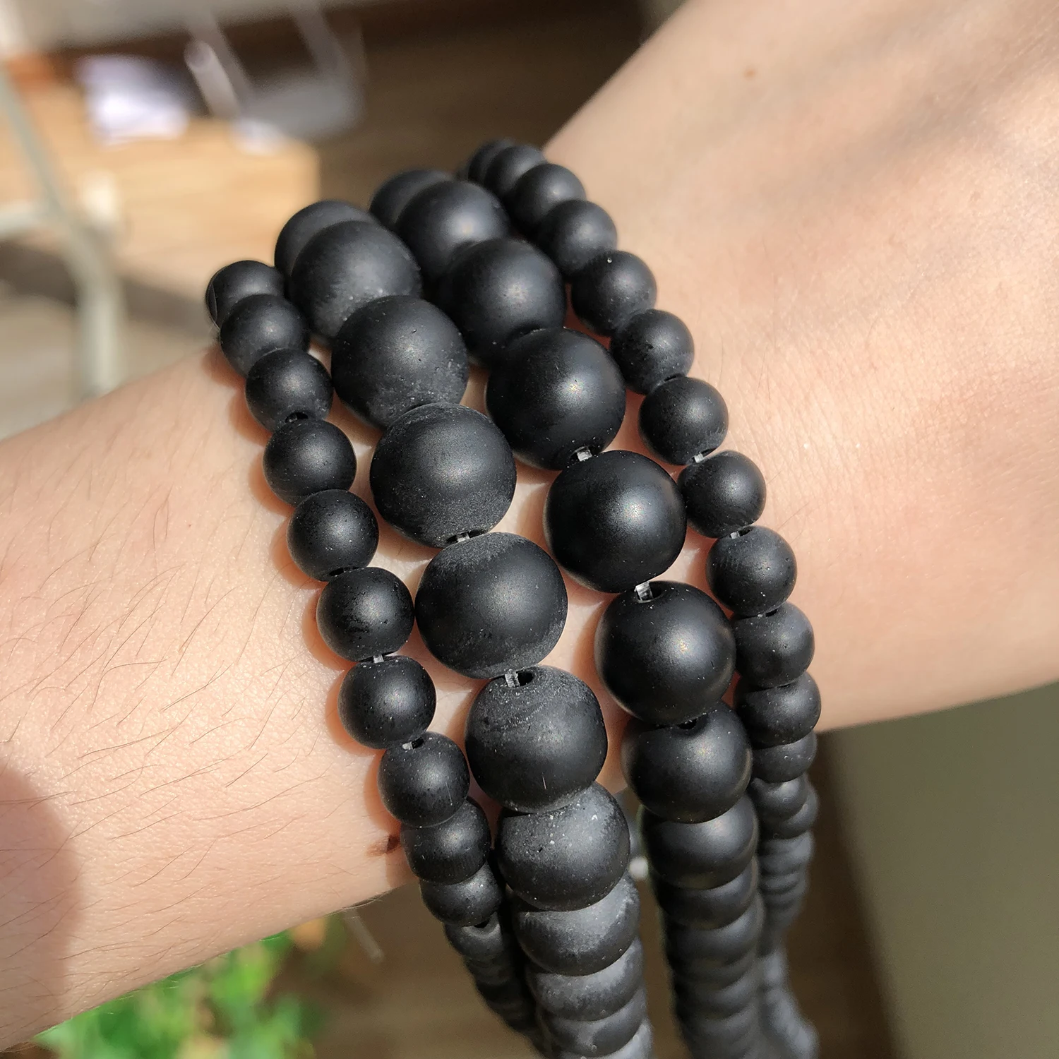 6/8/10mm Wholesale Natural Stone Round Black Matte Onyx Loose Spacer Beads for Jewelry Making DIY Bracelet Necklace Accessories