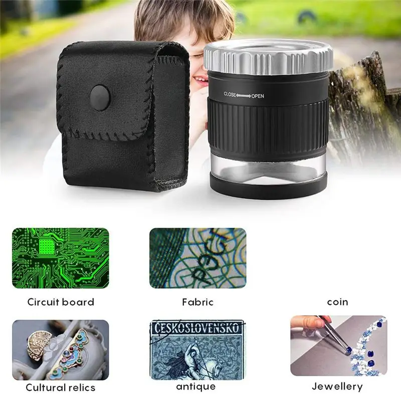 HRBAJ-30X Loupe Magnifier,Adjustable Length Magnifier,Foldable Jewelry Magnifier Glass For Textile Optical,Embroidery